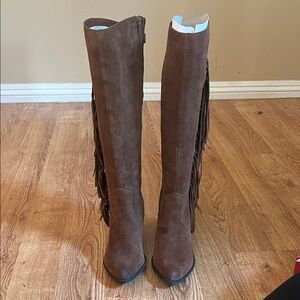 Carlos by Carlos Santana Brown Over the Knee Fringe Boots